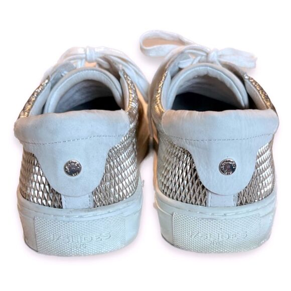 J/Slides Hippie Off White and Gold Leather & Suede Sneakers Size 8.5 - Picture 4 of 7